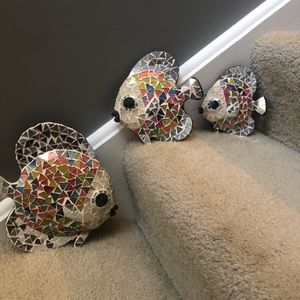 Authentic Mexican mosaic glass ceramic fish hanging